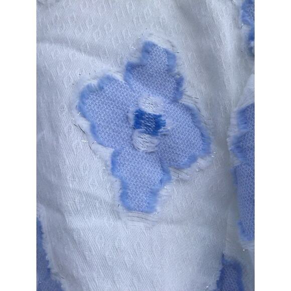 Lilly Pulitzer Womens Top XS Blue White Embroidered Jacquard Preppy Beach Resort - Picture 3 of 9